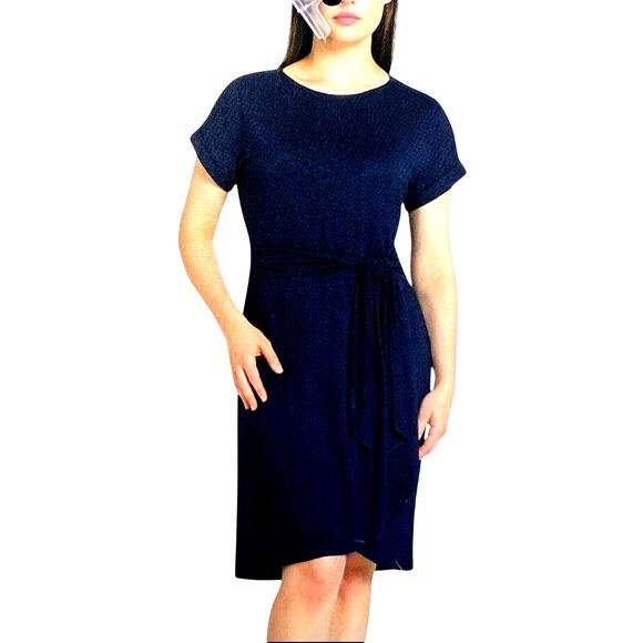 Chaps Sheath Navy Blue Dress  Cap Sleeves New - Picture 1 of 11